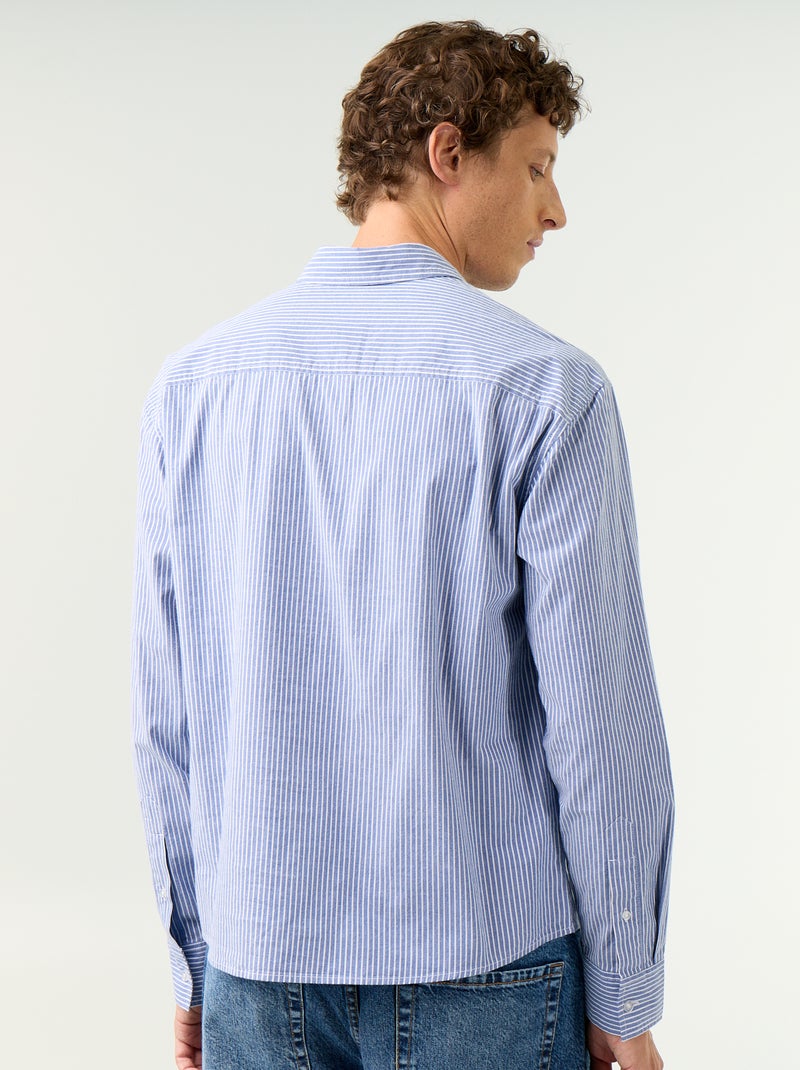 Comfortable Fit Striped Shirt Blue - Kiabi