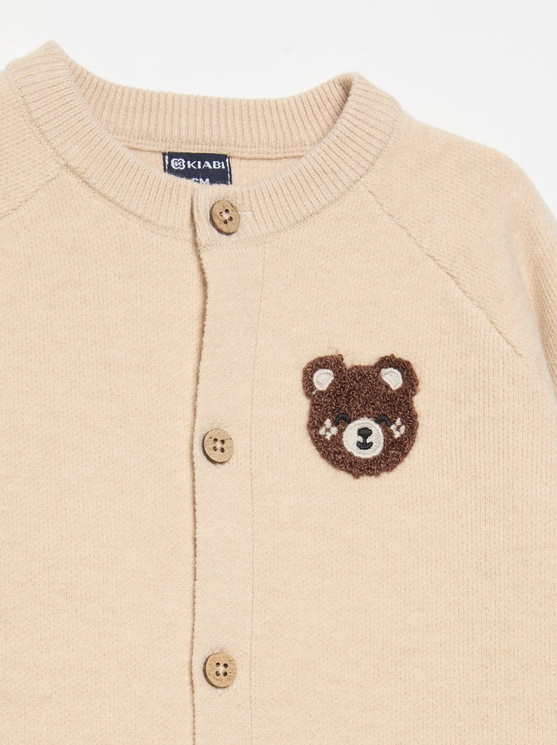 Compact knit sleepsuit Beige - Kiabi