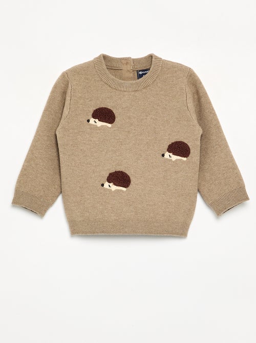 Compact Knit Sweater with Animal Embroideries - Kiabi
