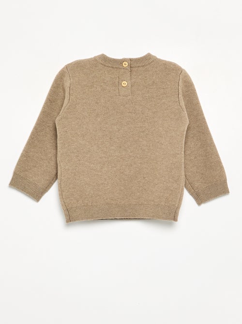 Compact Knit Sweater with Animal Embroideries - Kiabi