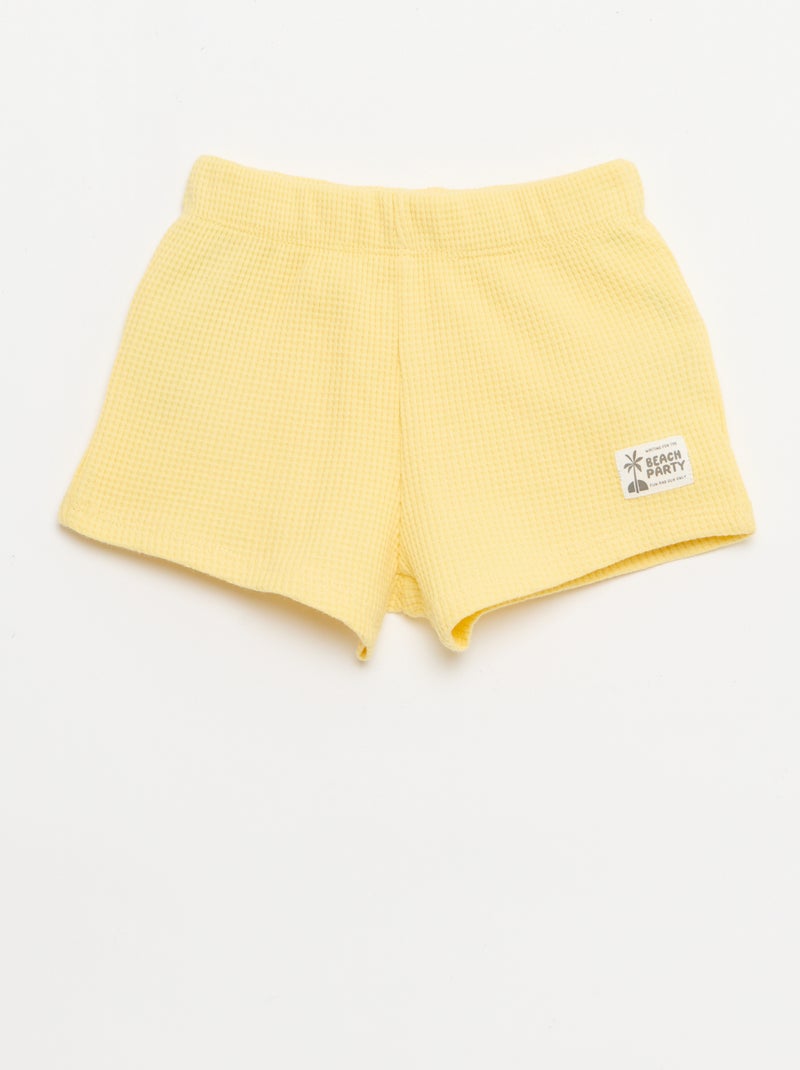 Completo 2 pezzi - polo + shorts in maglia waffle Giallo - Kiabi