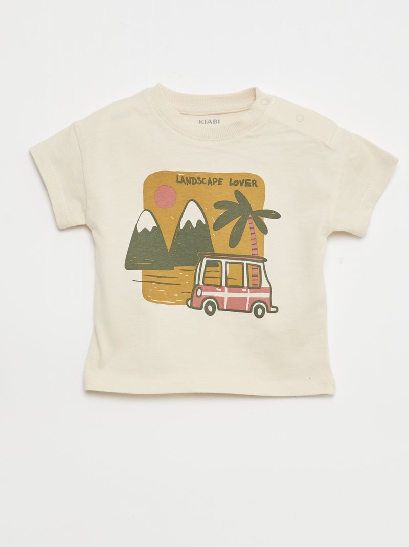 Completo 2 pezzi in cotone T-shirt + short Beige - Kiabi