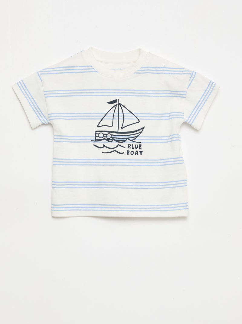 Completo 2 pezzi in cotone T-shirt + short Bianco - Kiabi