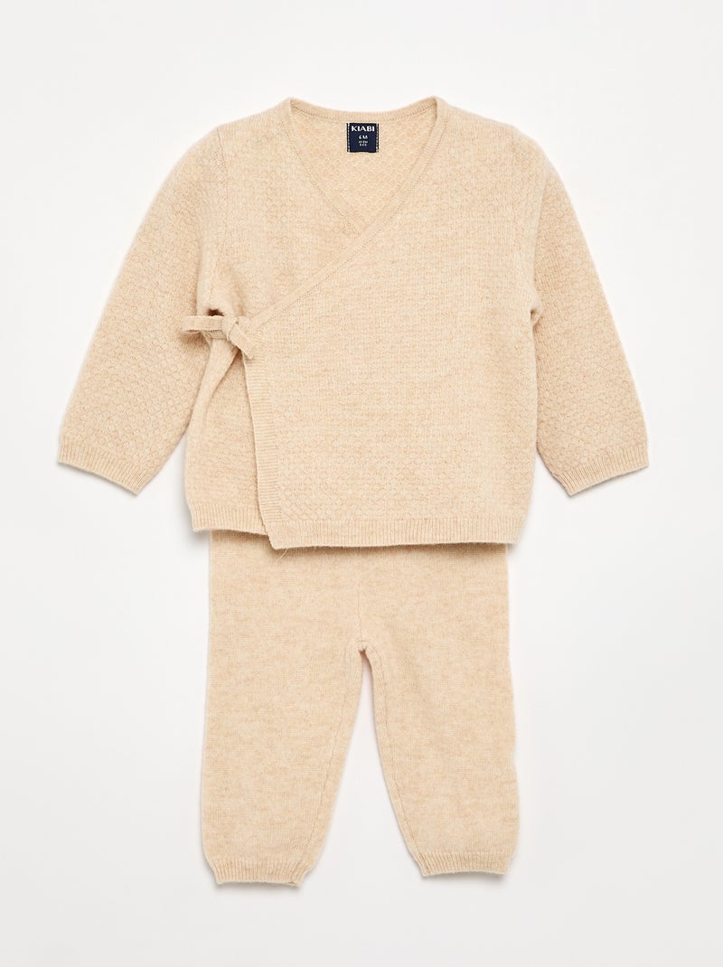 Completo 2 pezzi in lana e cashmere - Premium Beige - Kiabi