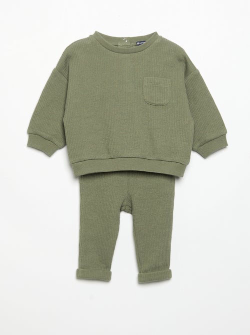 Completo 2 pezzi in maglia a costine - Felpa + pantaloni - Kiabi Completo 2 pezzi in maglia a costine - Felpa + pantaloni - Kiabi