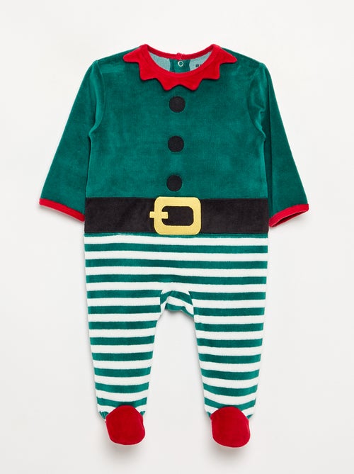 Completo 2 pezzi 'Natale' in velluto - tutina + berretto - Kiabi