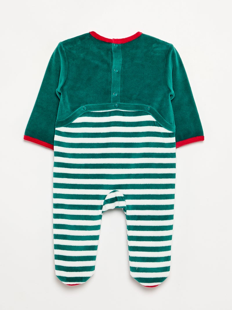 Completo 2 pezzi 'Natale' in velluto - tutina + berretto Verde - Kiabi