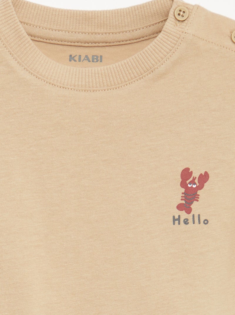 Completo 2 pezzi short + T-shirt Beige - Kiabi