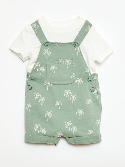 Completo 2 pezzi T-shirt + salopette corta - Kiabi