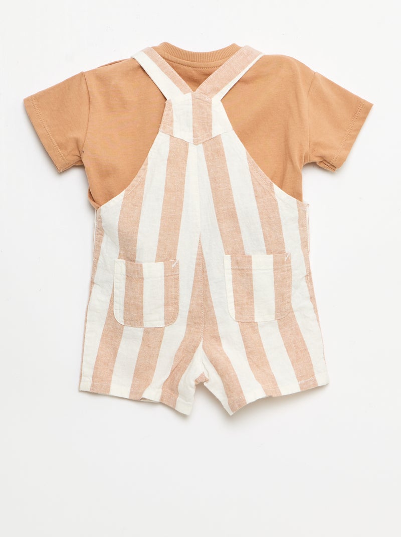 Completo 2 pezzi T-shirt + salopette Marrone - Kiabi