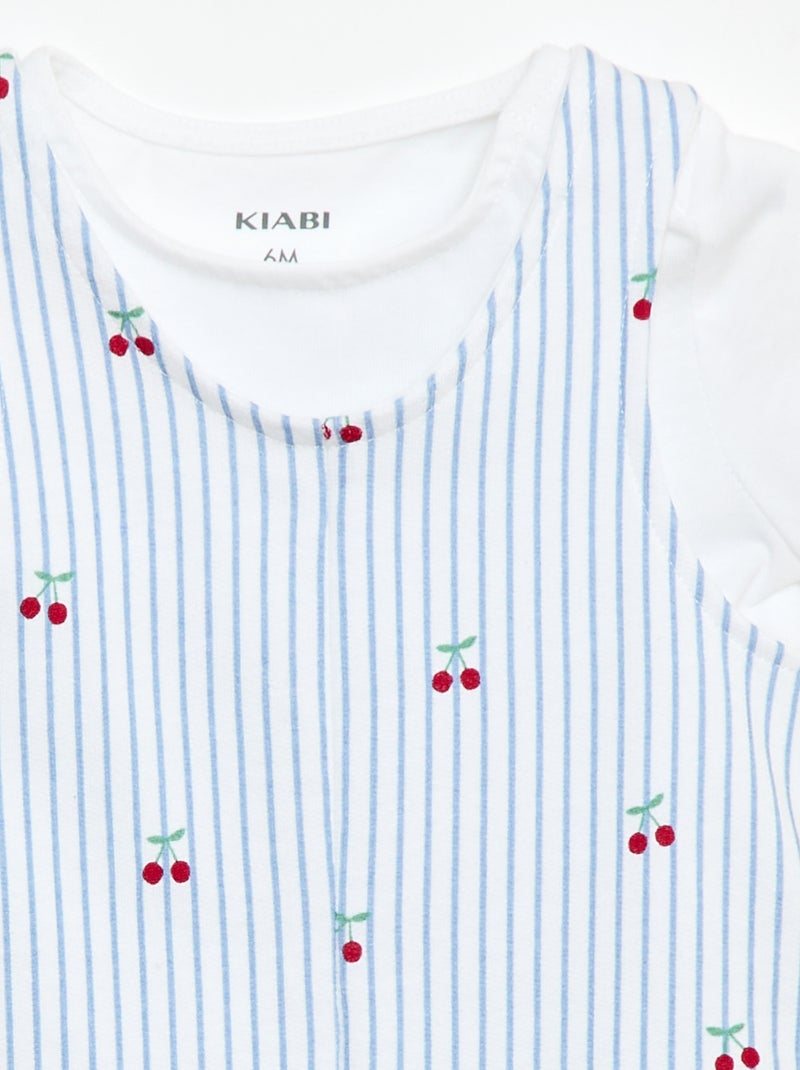 Completo 2 pezzi T-shirt + tutina corta Bianco - Kiabi