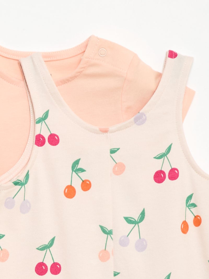 Completo 2 pezzi T-shirt + tutina corta Rosa - Kiabi