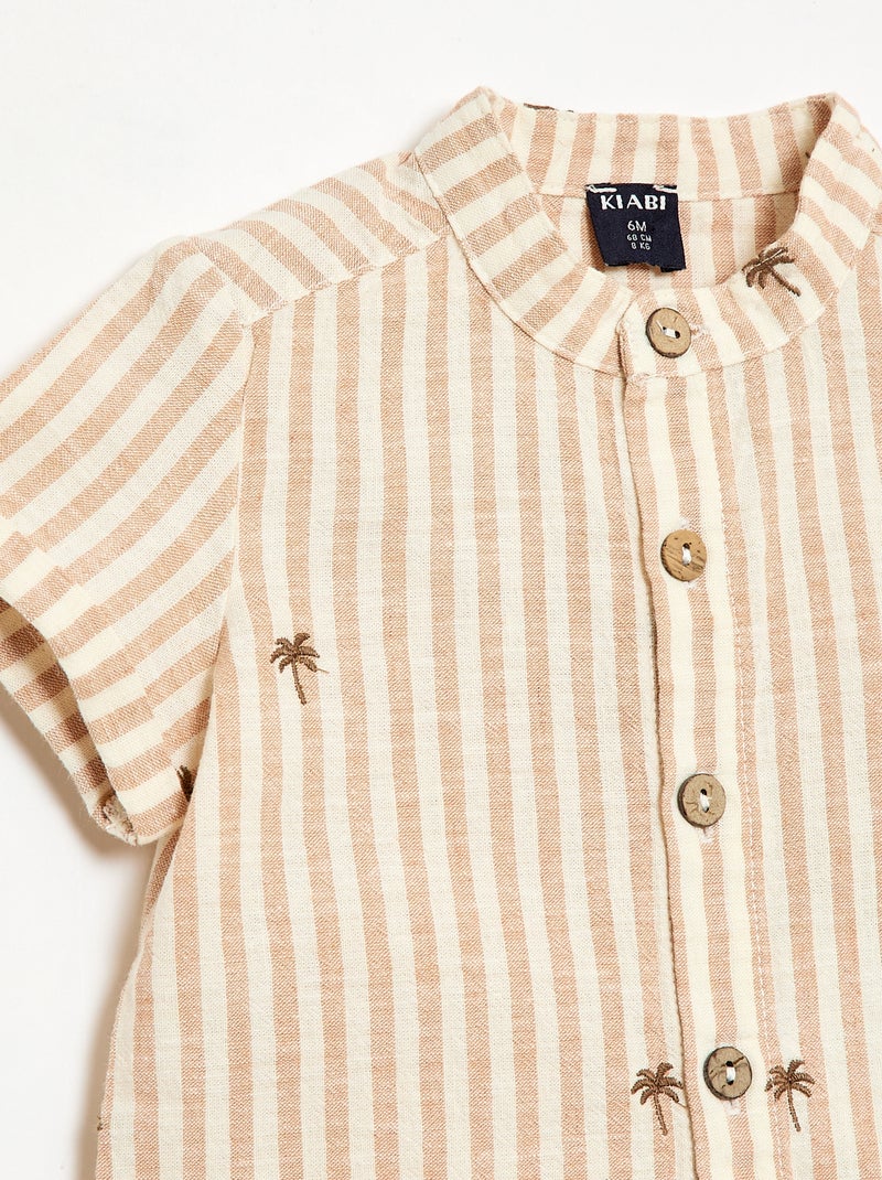 Completo a righe 2 pezzi - camicia + pantaloncini Beige - Kiabi