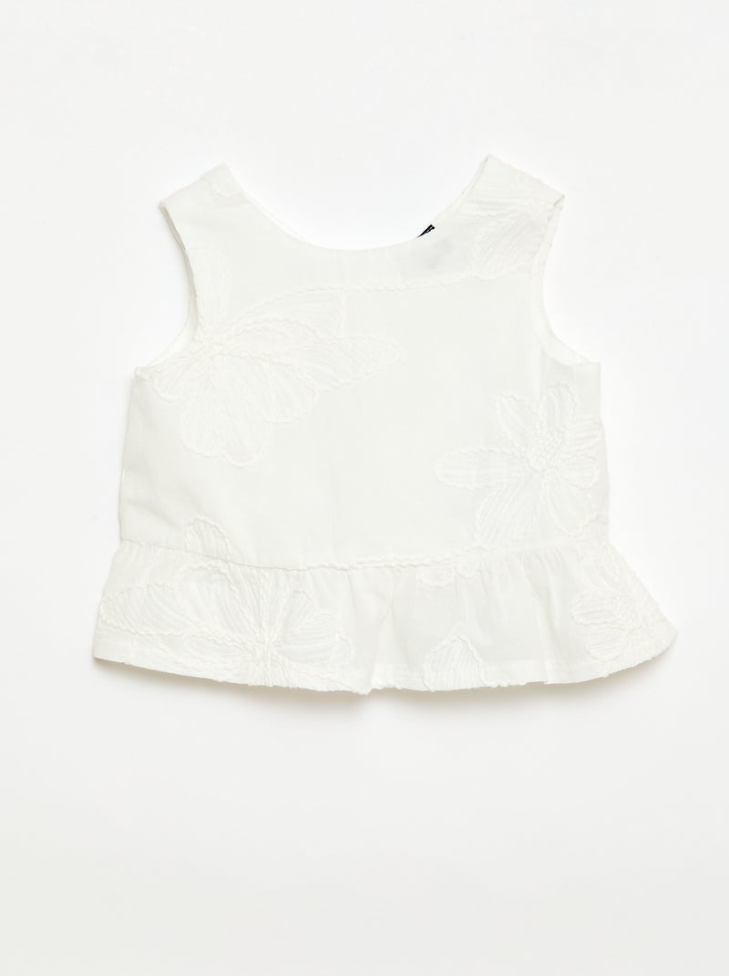 Completo blusa + pantaloni con ricami - 2 pezzi Bianco - Kiabi