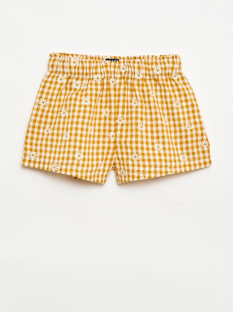 Completo blusa + shorts a quadretti vichy - 2 pezzi Giallo - Kiabi