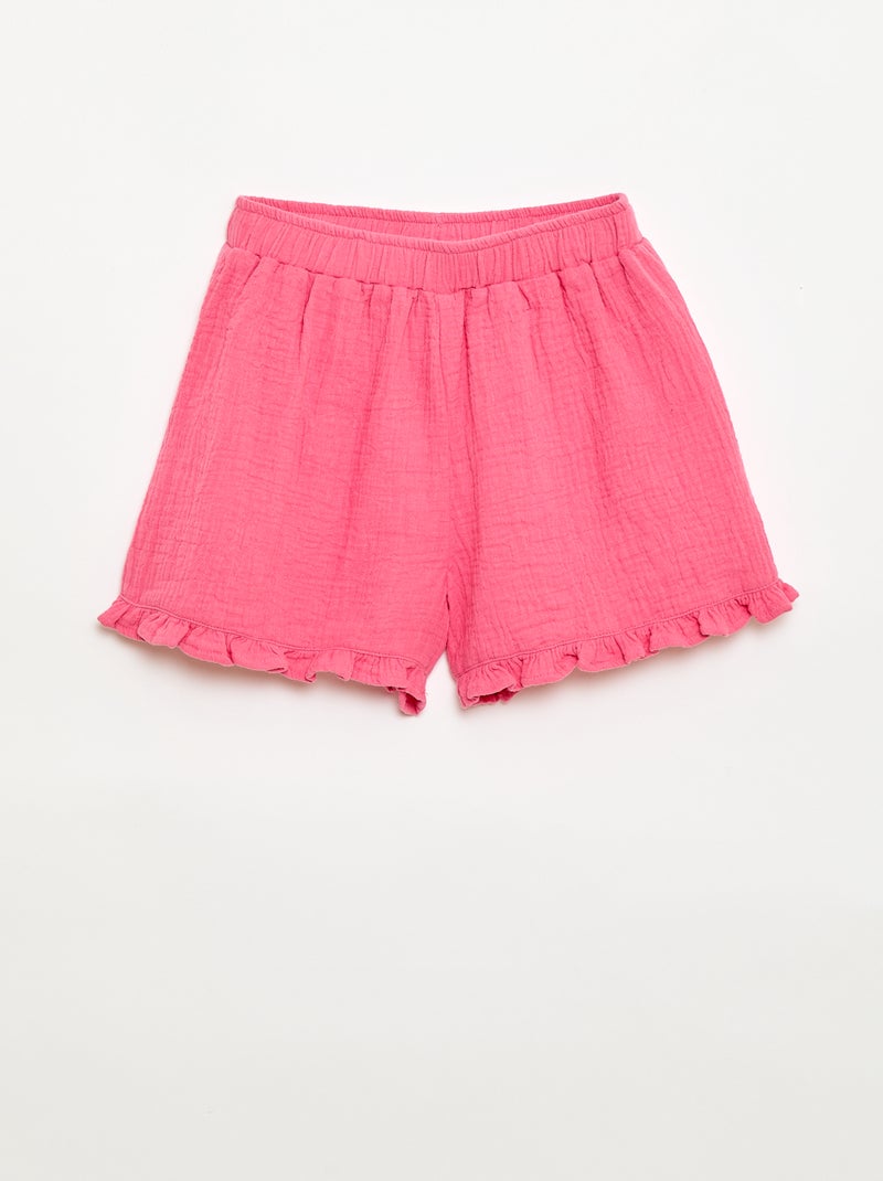 Completo blusa + shorts tinta unita - 2 pezzi Rosa - Kiabi