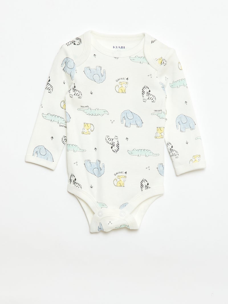 Completo body a maniche lunghe + salopette con piedini Bianco - Kiabi