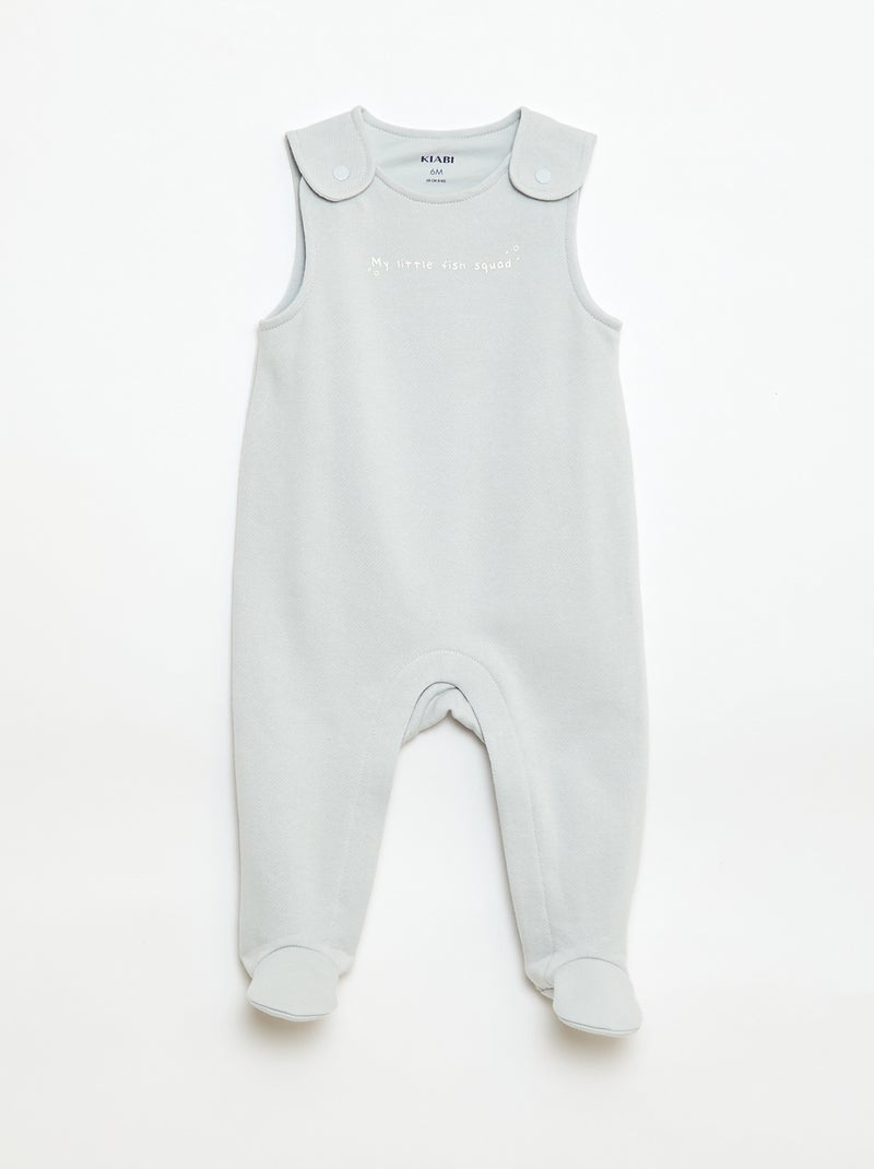 Completo body a maniche lunghe + salopette con piedini Bianco - Kiabi