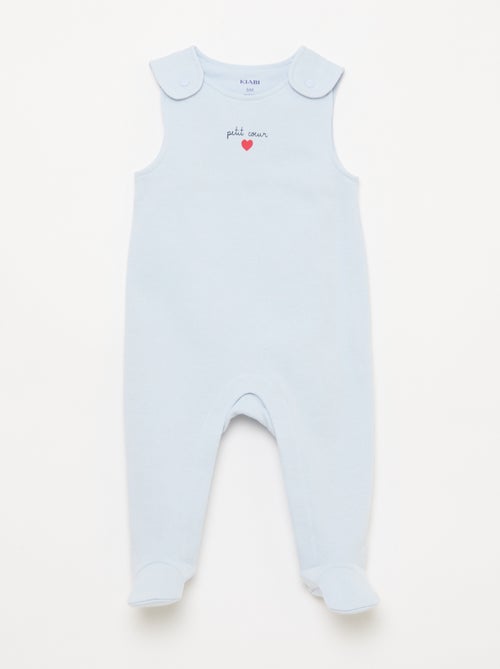 Completo body a maniche lunghe + salopette con piedini - Kiabi