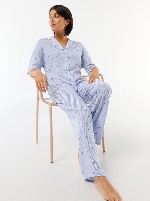 Completo camicia da notte a righe all-over - Kiabi