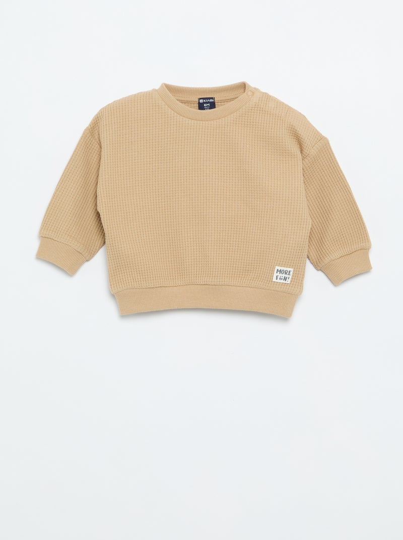 Completo da jogging in tessuto waffle - 2 pezzi Beige - Kiabi