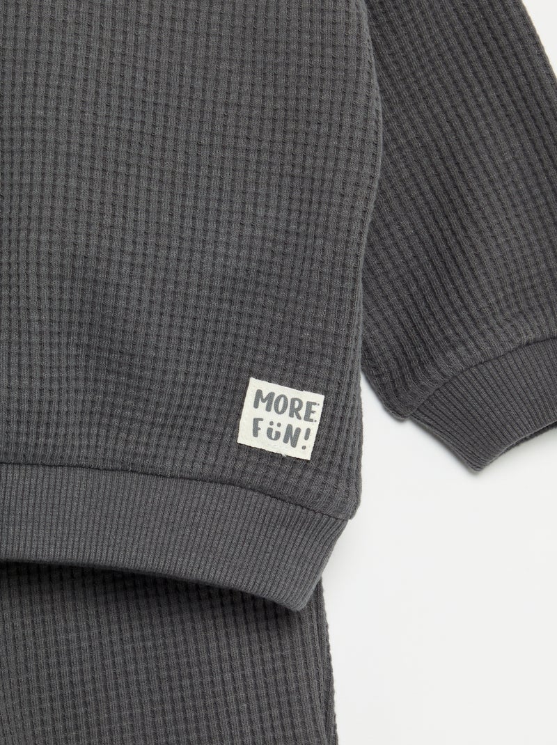 Completo da jogging in tessuto waffle - 2 pezzi Grigio - Kiabi
