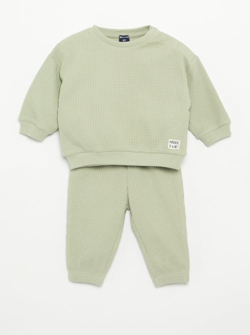 Completo da jogging in tessuto waffle - 2 pezzi - Kiabi
