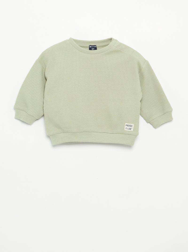 Completo da jogging in tessuto waffle - 2 pezzi Verde - Kiabi