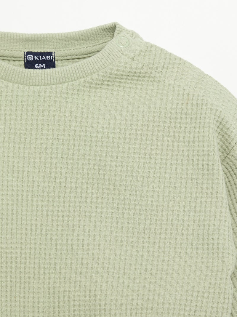 Completo da jogging in tessuto waffle - 2 pezzi Verde - Kiabi