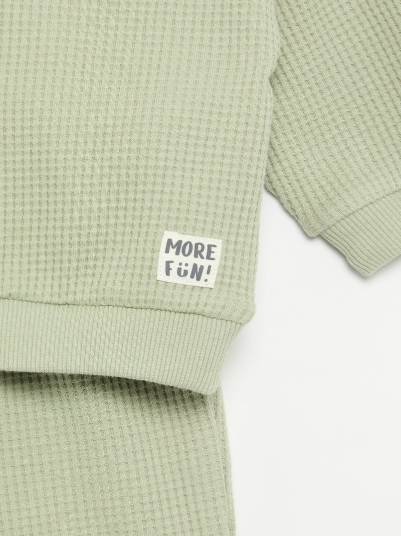 Completo da jogging in tessuto waffle - 2 pezzi Verde - Kiabi