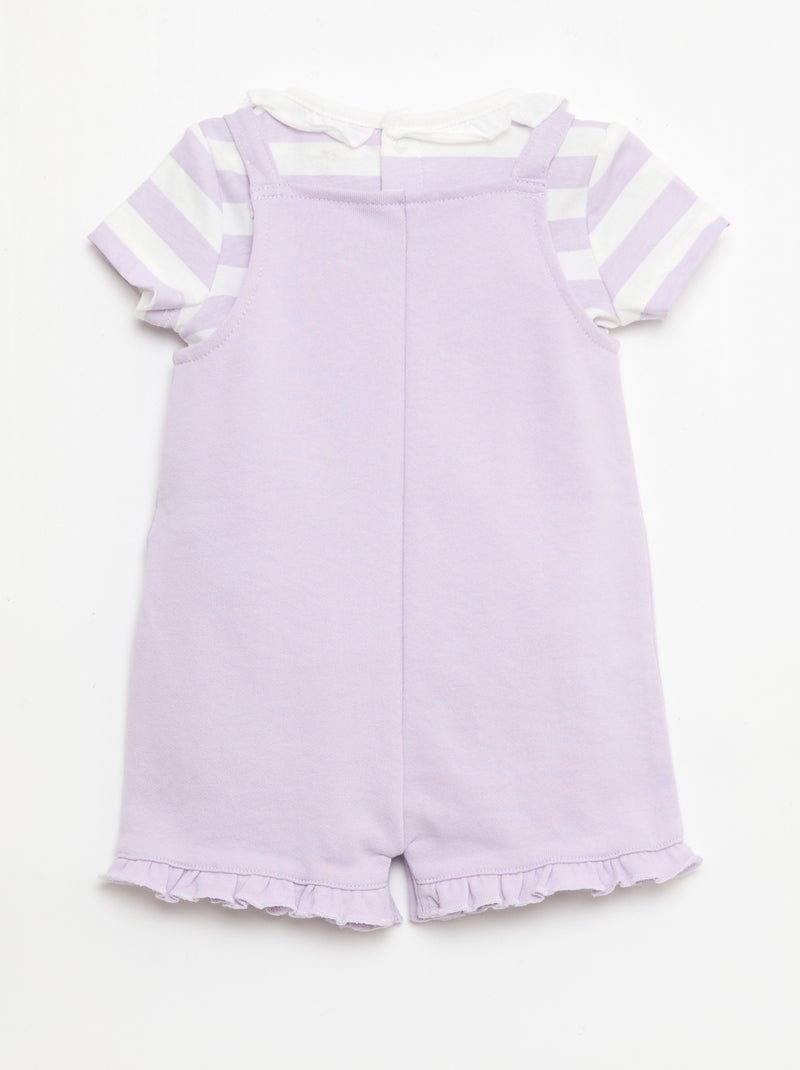 Completo 'Disney' 2 pezzi - T-shirt + tutina corta Viola - Kiabi