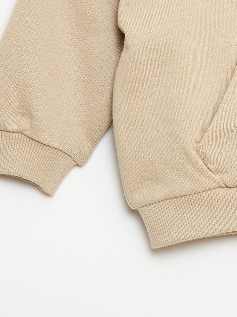 Completo felpa con cappuccio + pantaloni da jogging monocromatico - 2 pezzi Beige - Kiabi