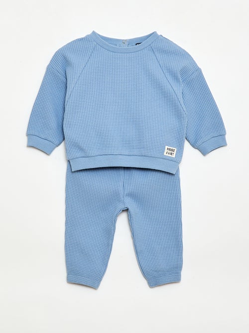Completo felpa + pantaloni a nido d'ape - 2 pezzi - Kiabi