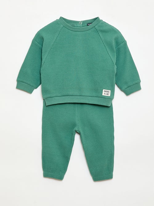 Completo felpa + pantaloni a nido d'ape - 2 pezzi - Kiabi