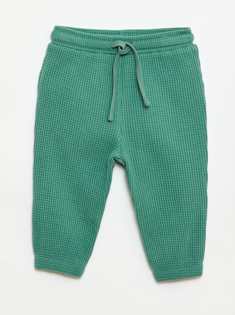 Completo felpa + pantaloni a nido d'ape - 2 pezzi Verde - Kiabi