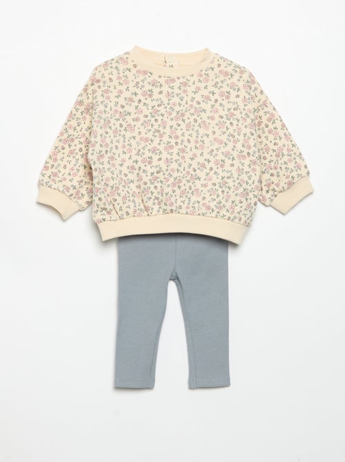 Completo felpa stampata + leggings - Kiabi