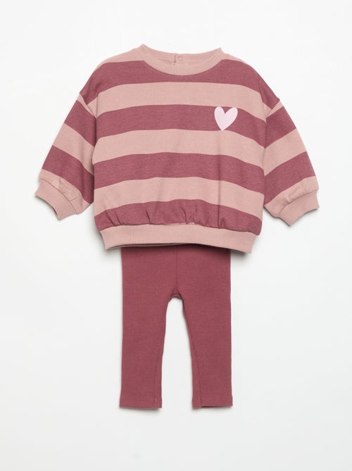 Completo felpa stampata + leggings - Kiabi