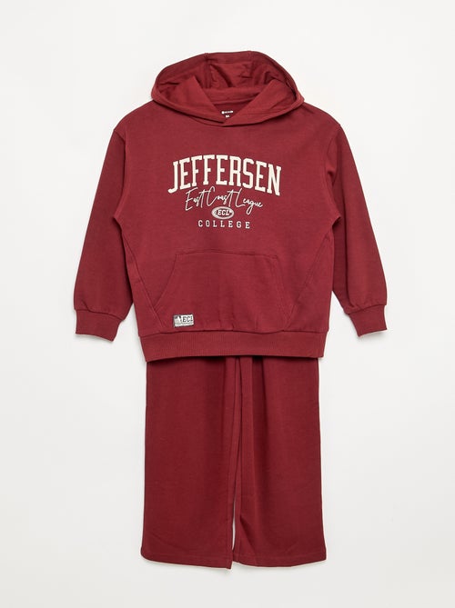 Completo jogging con felpa con cappuccio e zip + pantaloni - 2 pezzi - Kiabi