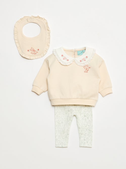 Completo jogging felpa + pantaloni + bavaglino 'Marie' 'Disney' - 3 pezzi - Kiabi