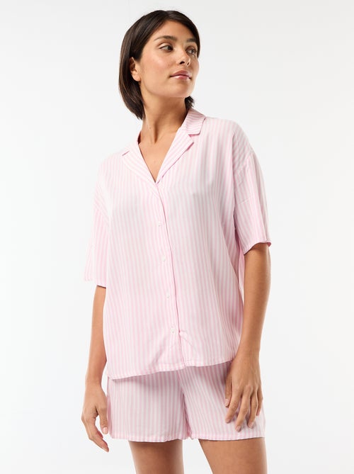 Completo pigiama a righe top + shorts - Kiabi