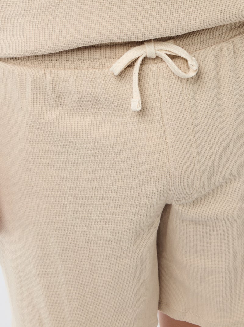 Completo pigiama corto a nido d'ape - 2 pezzi Beige - Kiabi