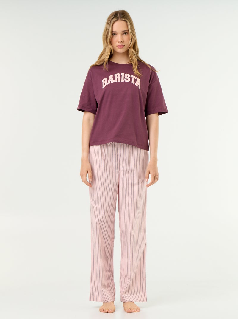 Completo pigiama in cotone - T-shirt + pantaloni Blu - Kiabi