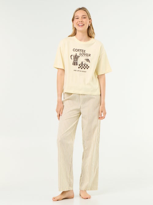 Completo pigiama in cotone - T-shirt + pantaloni - Kiabi Completo pigiama in cotone - T-shirt + pantaloni - Kiabi