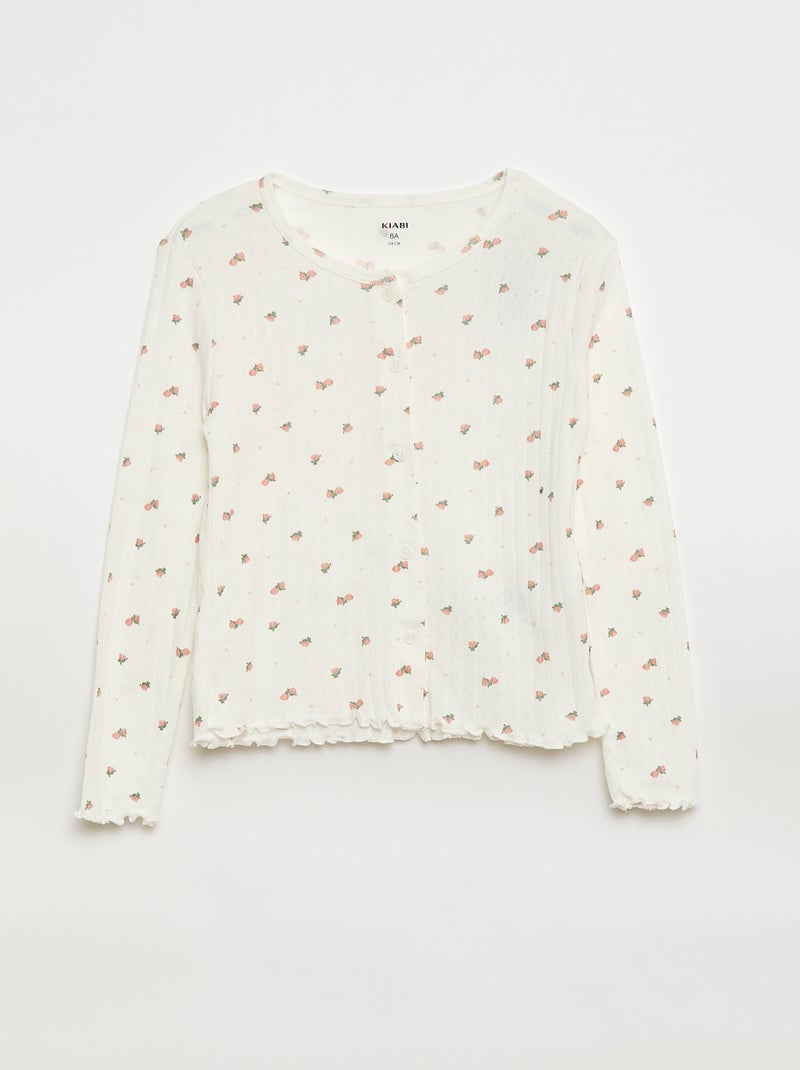 Completo pigiama in maglia operata - 2 pezzi Bianco - Kiabi