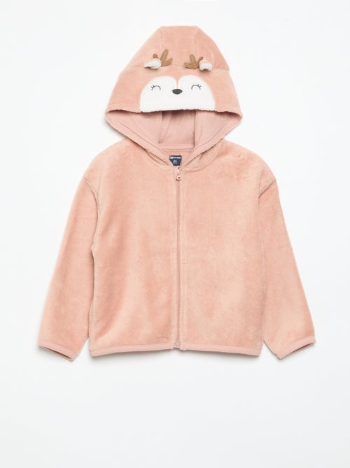Completo pigiama in pile con cappuccio animato - 2 pezzi - Kiabi