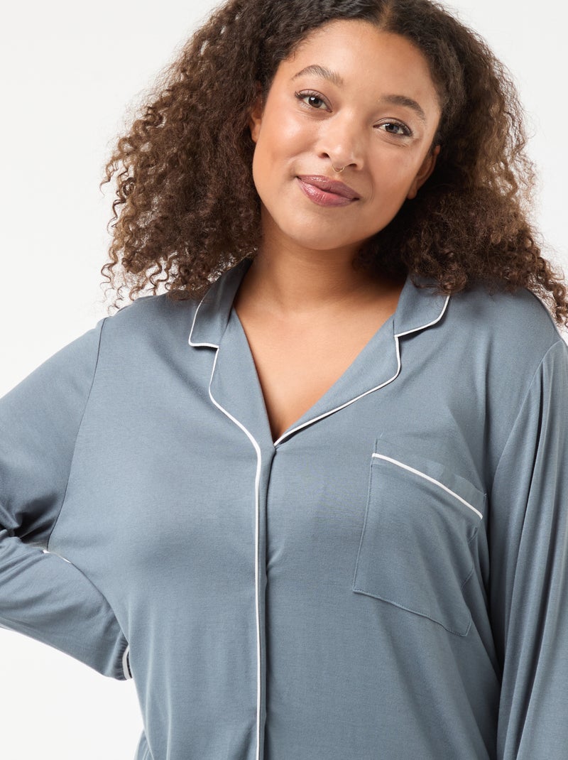Completo pigiama lungo camicia + pantaloni - 2 pezzi Grigio - Kiabi