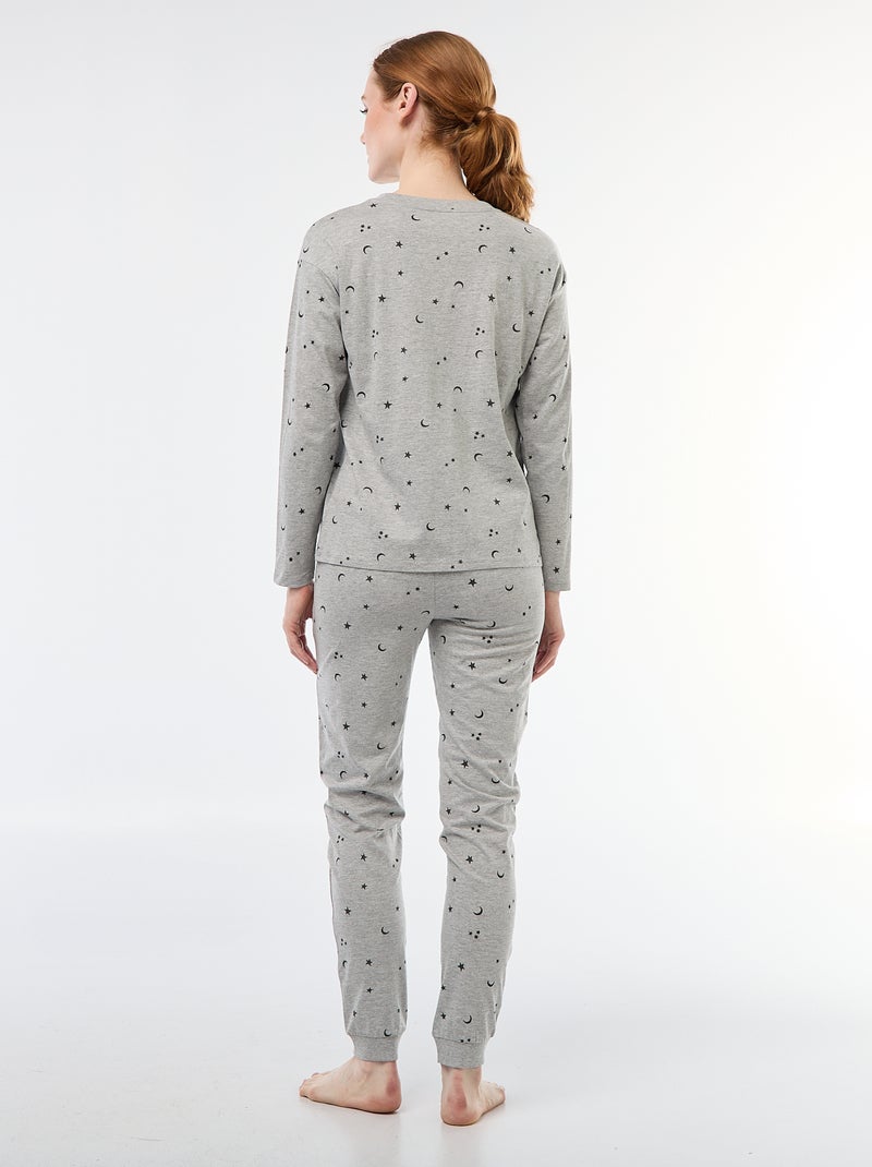 Completo pigiama lungo in cotone - 2 pezzi Grigio - Kiabi
