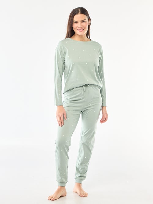 Completo pigiama lungo in cotone - 2 pezzi - Kiabi