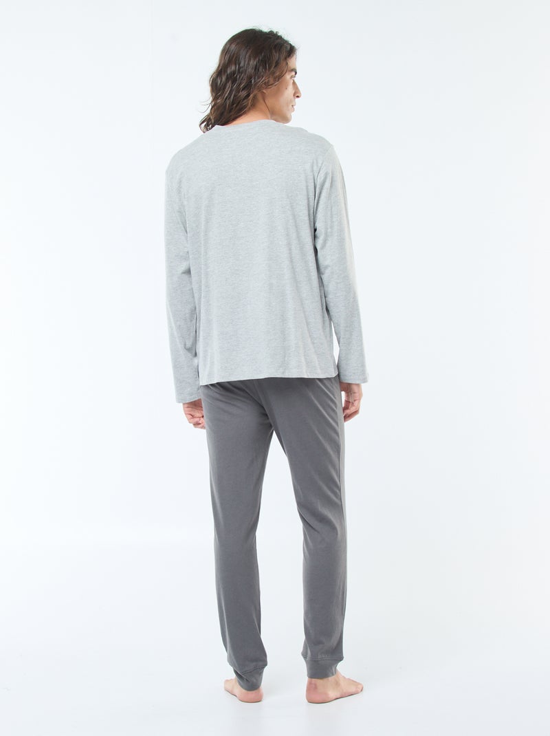 Completo pigiama lungo in jersey t-shirt + pantaloni - 2 pezzi Grigio - Kiabi