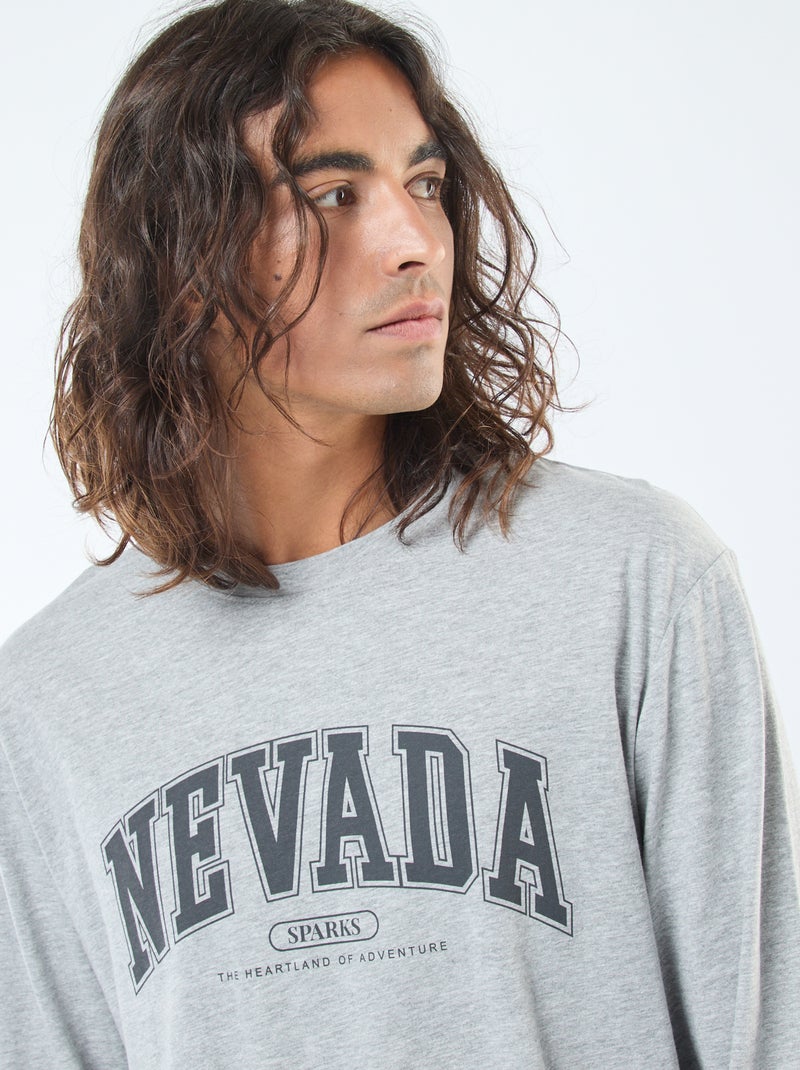 Completo pigiama lungo in jersey t-shirt + pantaloni - 2 pezzi Grigio - Kiabi